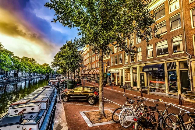 Fun Bilderrahmen Amsterdam Netherland fahrrad canal 