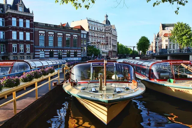 Blechschild Amsterdam Netherland fahrrad canal 